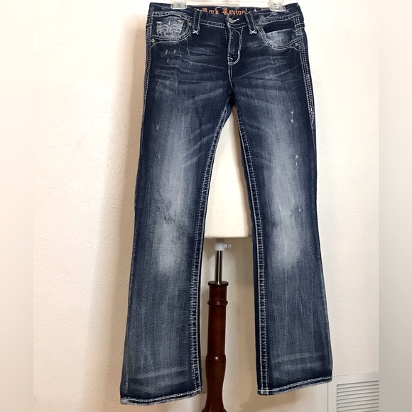 Rock Revival distressed boot cut jeans - Size 28 - Picture 1 of 8